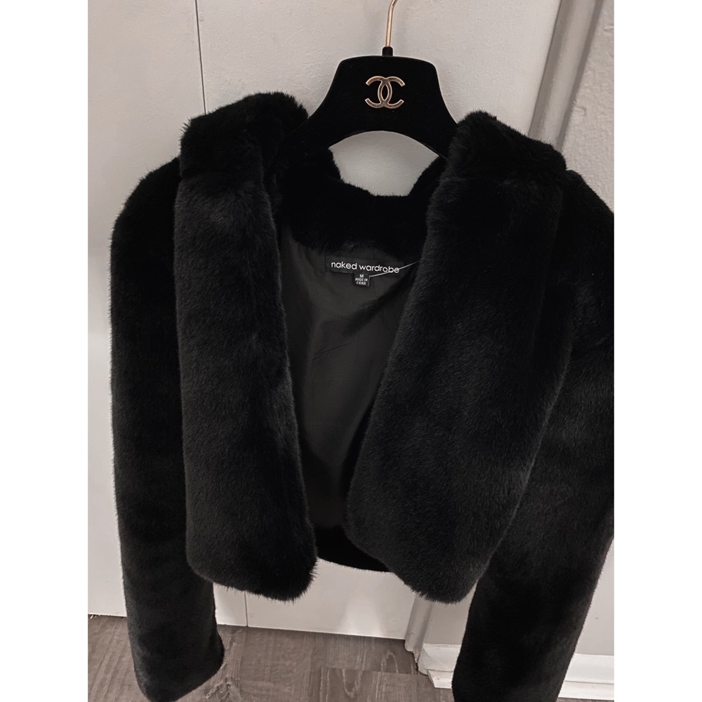Black Faux Fur Cropped Jacket